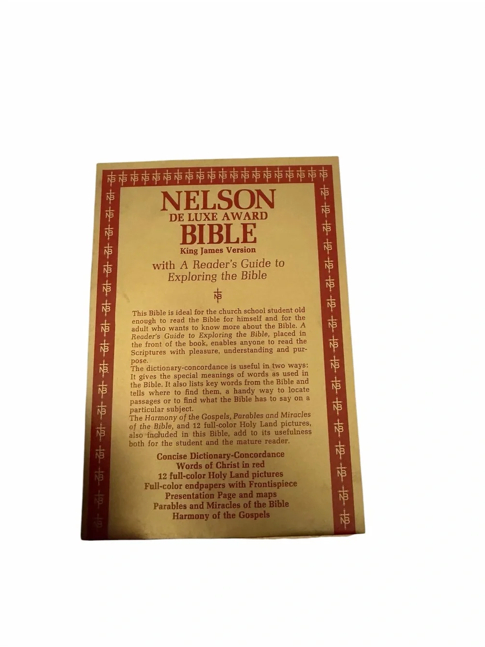 Vintage Thomas Nelson De Luxe Award KJV Bible Red Letter Gold Edges Reader Guide